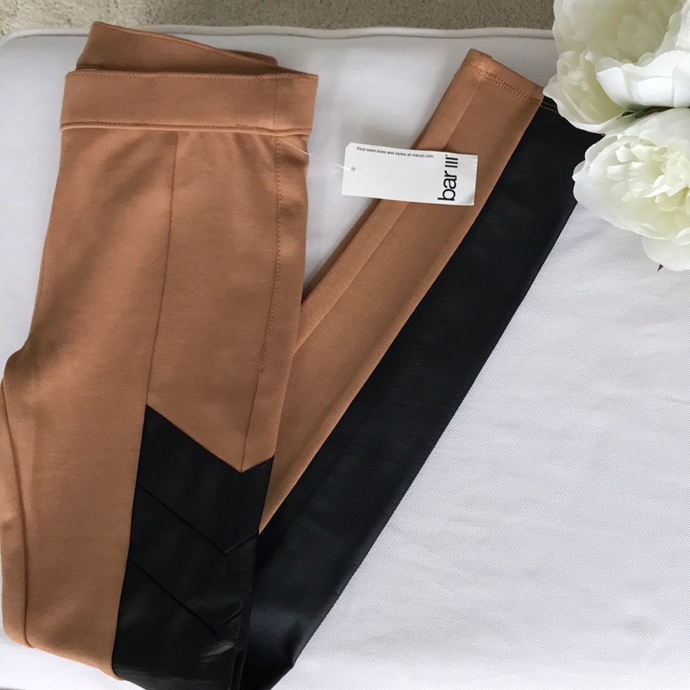 NWT Bar lll tan and black leggings S